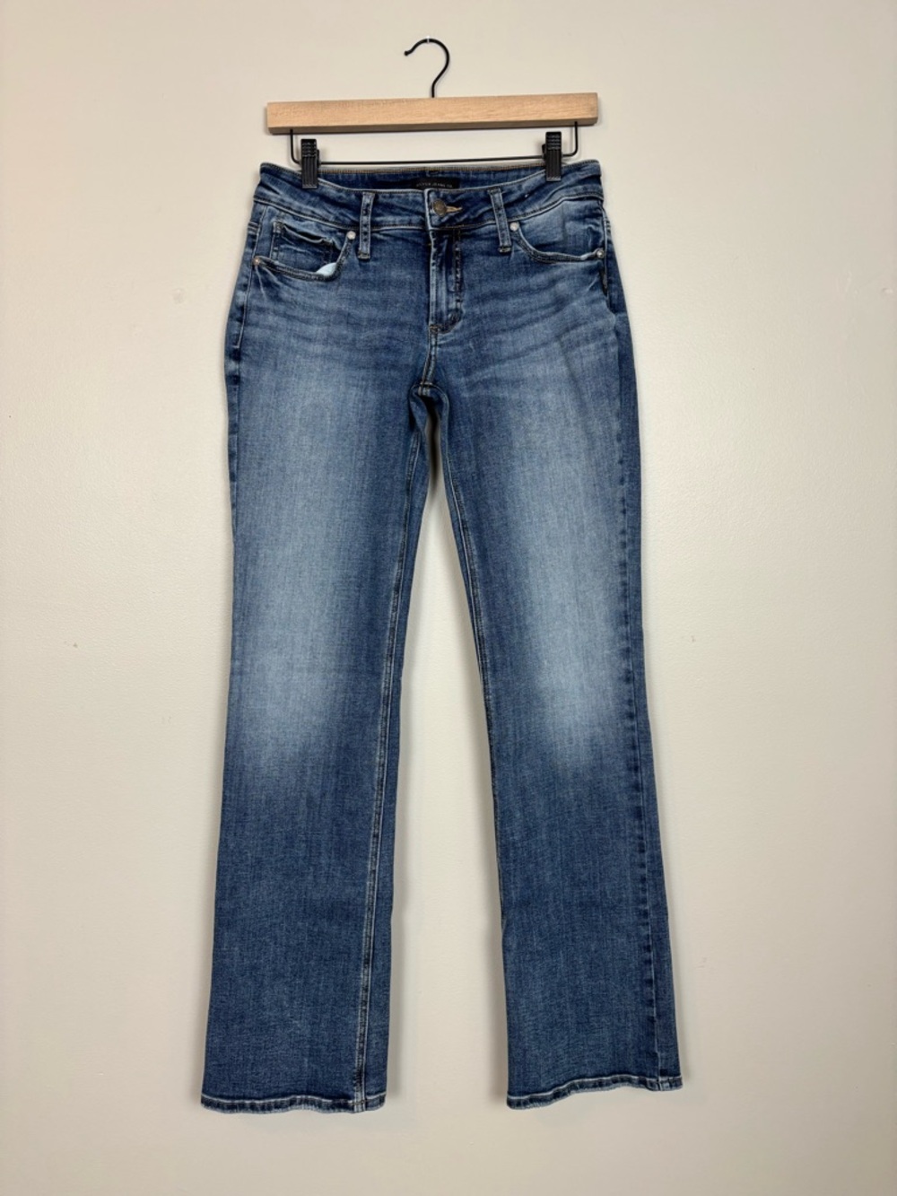 Silver Jeans Womens 30 Britt Slim Boot Mid Rise Flap Pocket Denim in Blue